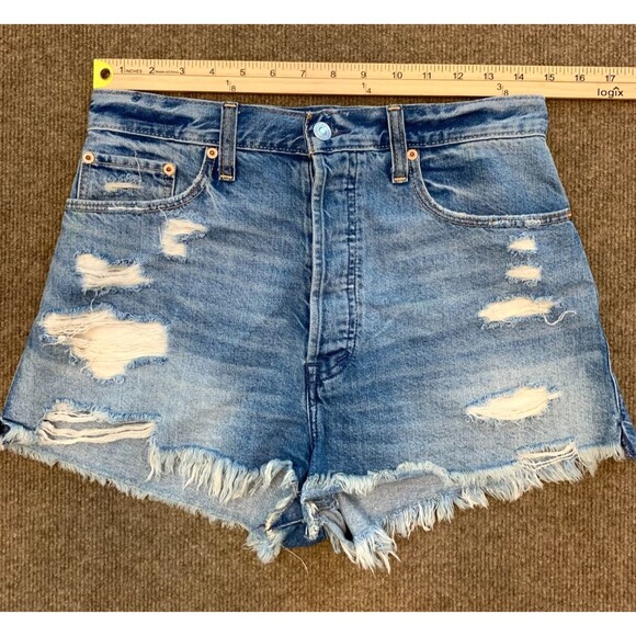 Abercrombie & Fitch Shorts Womens 27 High Rise Distressed Button Fly Beach Denim - Picture 4 of 9